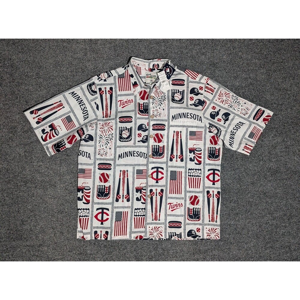 Reyn Spooner Shirt Mens Large Minnesota Twins Short Sleeve Button Up